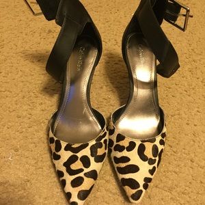 Calvin Klein leopard print ankle strap pump